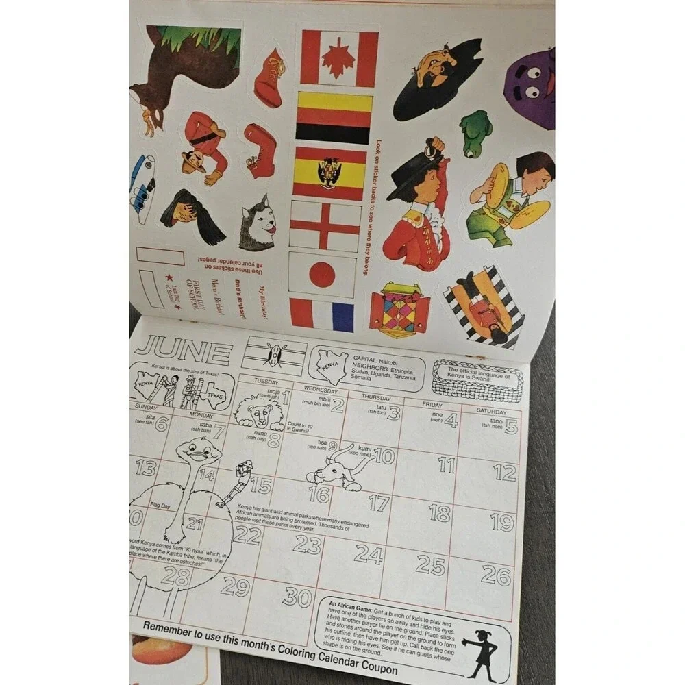 VTG USA 1982 Ronald McDonald Coloring Calendar World Map And Coupons Gag Gift